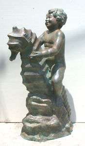 Cast Bronze Boy Riding Seahorse Fountain  
