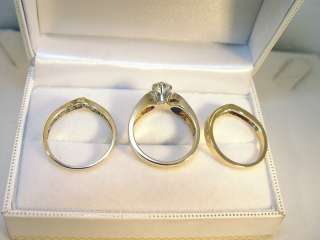  Yellow w/ White Gold 30 Diamond 0.91TDW Engagement & Wedding 3 Ring 