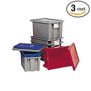 QUANTUM Stack and Nest Totes   Red   Lot of 3  Industrial 