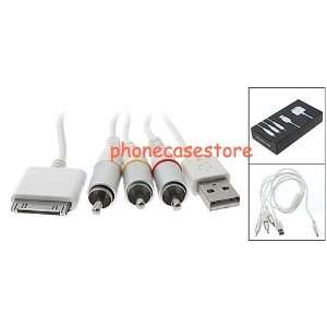   White USB Charging AV Cables for iPhone 3G Touch iPod 