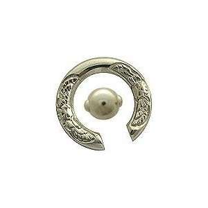 Tribal Spring Loaded Captive Ring w/ White Gold Plating, in 2g (Gauge 