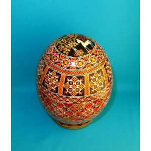  Real Ukrainian Pysanky Easter Egg Ostrich Pysanka + wooden 