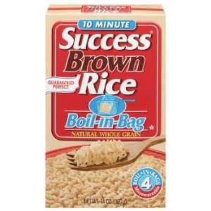 Success 10 Min Brown Rice Natural Whole Grain Boil in Bag 14 oz (Pack 