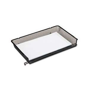   Wire mesh self stacking side load legal tray, black