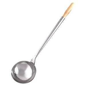   Stainless Steel Wok Ladle with Wooden Handle 16 1/2